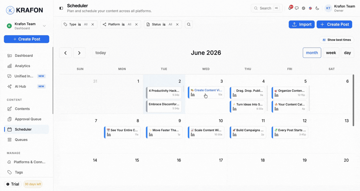 Visual Drag-and-Drop Calendar